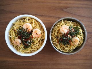 海老と野沢菜漬けのパスタ弁当