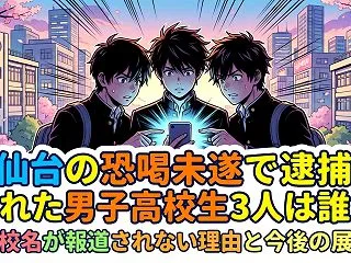 仙台の恐喝未遂で逮捕された男子高校生3人…
