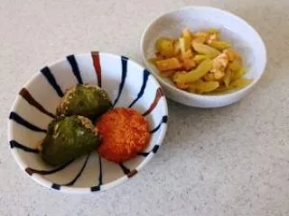 昼食 いかメンチカツと大葉つくね