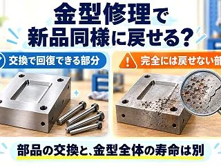 金型修理で新品同様に戻せる部分と、完全に…