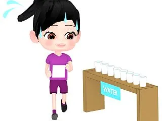 給水所がある女子マラソンのイラスト