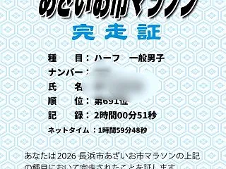 【あざいお市マラソン2026結果】