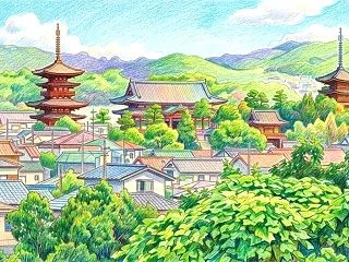 大和郡山城からの眺め 秀長の眺めた薬師寺