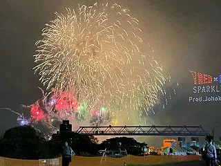 思いがけず花火見物とブルーインパルス