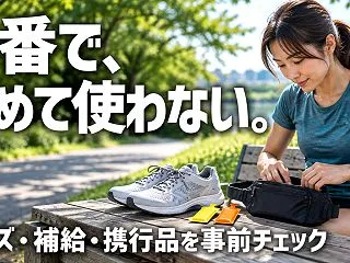 マラソン本番前に何を試す？シューズ・補給…
