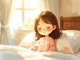 朝目覚めて寝ぼけている女の子 01