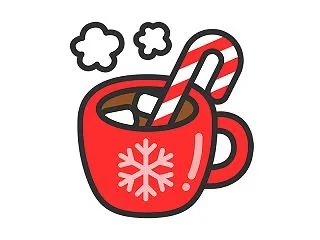 クリスマスのホットココアのアイコン（線画…