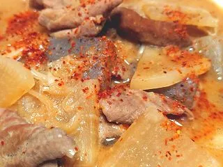 もつ煮と焼き魚