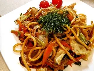 ■朝麺【朝は簡単に肉野菜MIX焼きうどん…