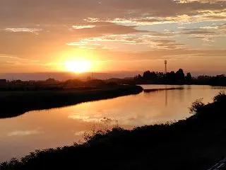 朝日に向かって 大崎市