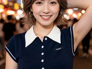 【AI腋毛画像】夜の街と腋毛のAI美女