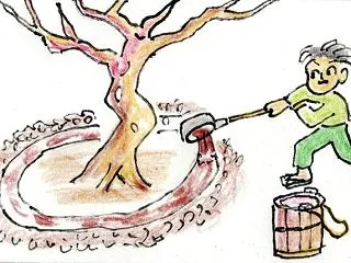 昭和の想い出絵日記【柿のある風景】
