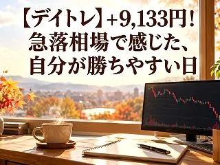 【デイトレ】+9,133円！急落相場で感…