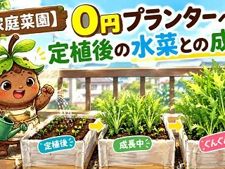 【家庭菜園】0円プランターに定植した水菜…