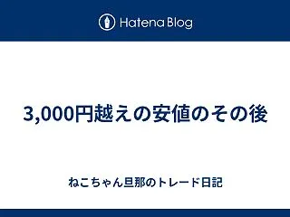 3,000円越えの安値のその後