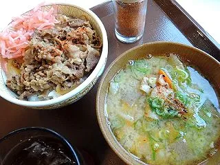 すき家山形大野目店の牛丼＋とん汁みそらー…