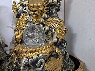 皇帝龍珠置き物🐉ブルーフローライトや黒水…