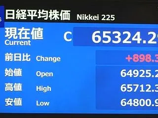 日経平均、7日ぶり反発で6万5324円……