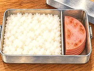 手で隠しながら食べたお弁当