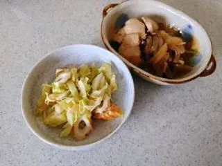 昼食 キャベツセロリちくわのマヨヤミ―