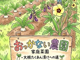 大根とオクラ、我が畑の生存競争！
