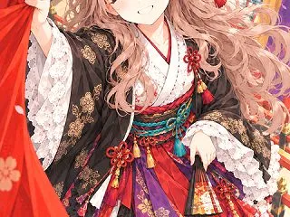 五色の幕から登場する和ゴス巫女