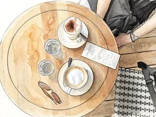 パリのカフェ カプチーノとカフェラテ