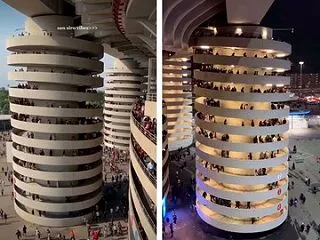 生成AIかと思ったら本物？建物が回転して…
