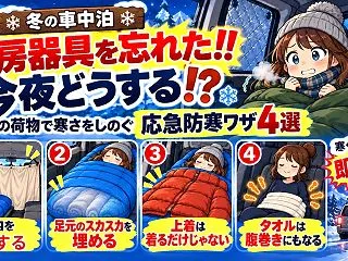 冬の車中泊で暖房器具を忘れたら？暖房なし…