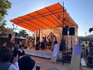 妻に引かれて道後公園観月祭 昼間から観月…