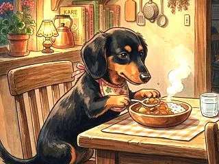 カレーを食べる姿