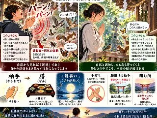 柏手の昔は？膳（かしわで） 人の為の神へ…
