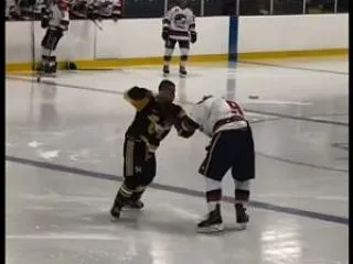 【動画】アイスホッケーで乱闘。一撃でKO