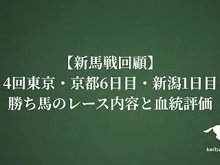 【新馬戦回顧】4回東京・京都6日目・新潟…