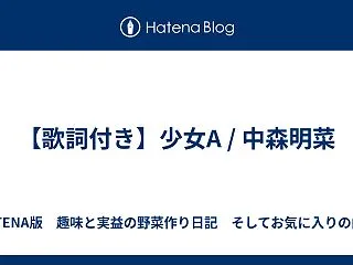 【歌詞付き】少女A / 中森明菜