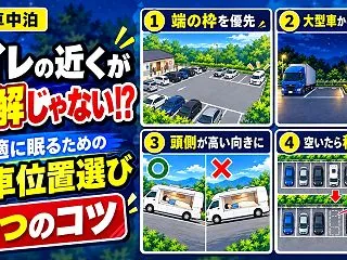 車中泊はトイレの近くが正解？快適に眠るた…