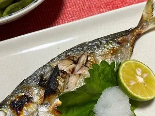 鯵の塩焼き&足赤海老のフライ