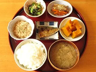 塩鯖、南瓜のたいたん、金平牛蒡、小松菜の…