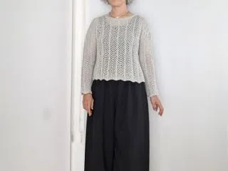 【着画】メッシュセーター×黒ワイドパンツ