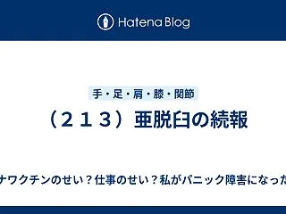 （２１３）亜脱臼の続報