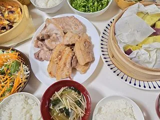 サムギョプサルと茄子ミートグラタンでおう…