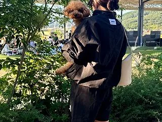 友人の真似してみた愛犬とのツーショット