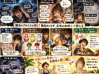 不味いを美味いに 危機感を嬉々観に 鵜呑…