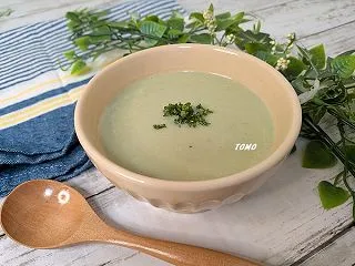 冷凍ソラマメと豆乳のポタージュ