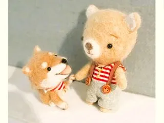 ☆笑顔でお手をする羊毛フェルトの柴犬君♪