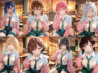 【生成AI画像】「制服ギャル半脱ぎ四態」…