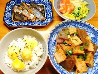 栗ご飯とさんまの生姜煮