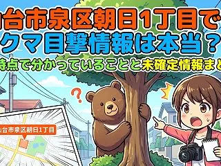 仙台市泉区朝日1丁目でのクマ目撃情報は本…