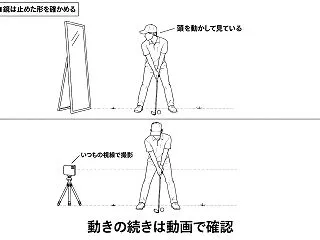 鏡でスイングを直す時に顔を向け続けない