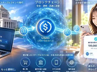 日本で給付金にステーブルコイン活用、送る…